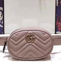 2017 GG Marmont matelasse leather belt bag 476434 beige