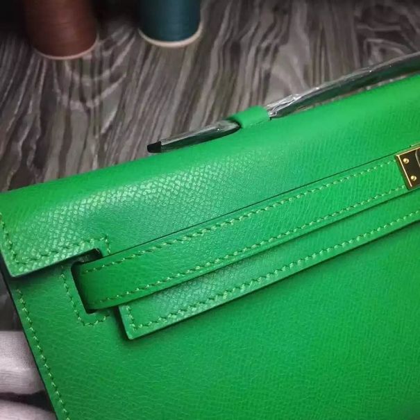 hermes original epsom leather kelly cut 31 clutch H031 green