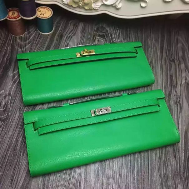 hermes original epsom leather kelly cut 31 clutch H031 green