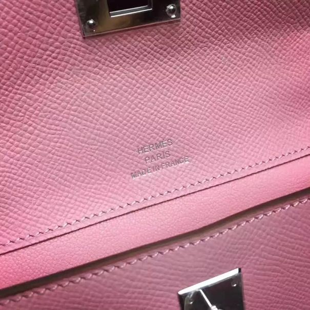 hermes original epsom leather kelly cut 31 clutch H031 pink