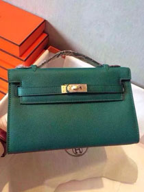 2017 hermes original epsom leather mini kelly 22 clutch K012 green