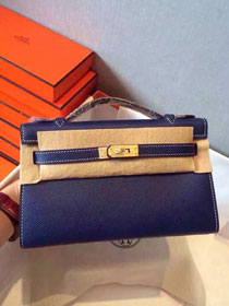 2017 hermes original epsom leather mini kelly 22 clutch K012 royal blue