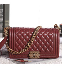 CC original lambskin le boy flap bag medium 67086 burgundy