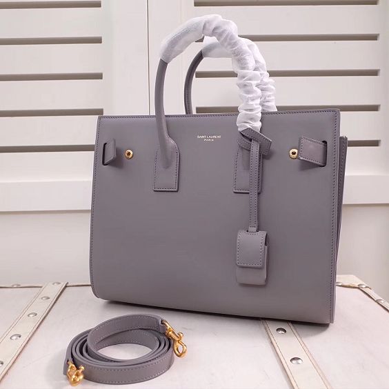 YSL original calfskin medium sac de jour bag 377183 light gray