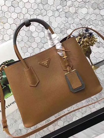 Prada saffiano lux tote original leather bag bn2756 tan&gray