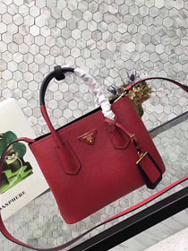 Prada small saffiano lux tote original leather bag bn2754 red&black