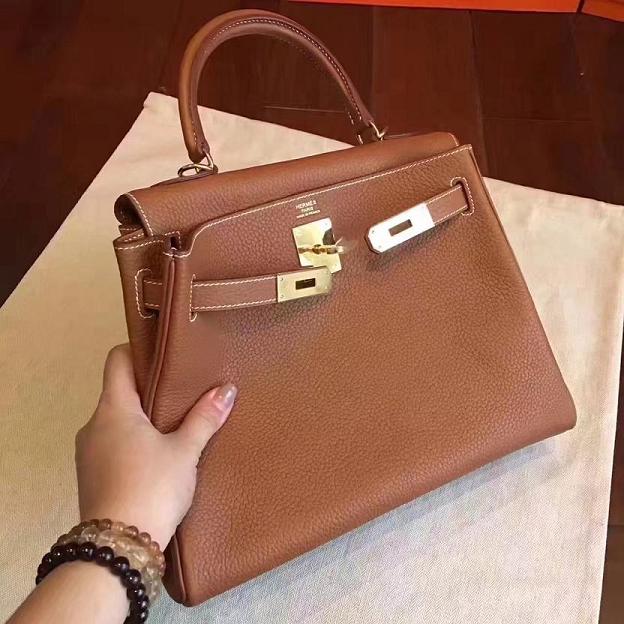 Hermes original togo leather kelly 28 bag K28 coffee