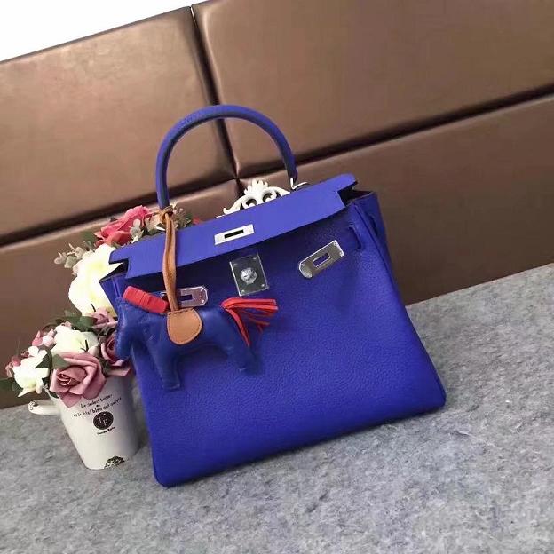 Hermes original togo leather kelly 28 bag K28 electric blue