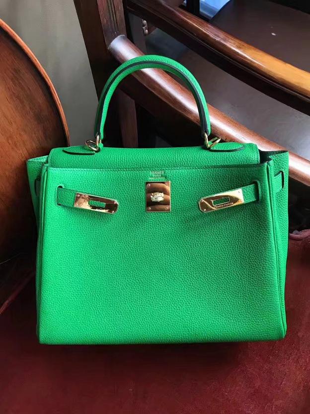 Hermes original togo leather kelly 28 bag K28 green