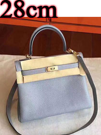 Hermes original togo leather kelly 28 bag K28 light blue