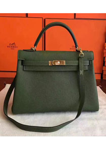 Hermes original togo leather kelly 32 bag K32 Olive