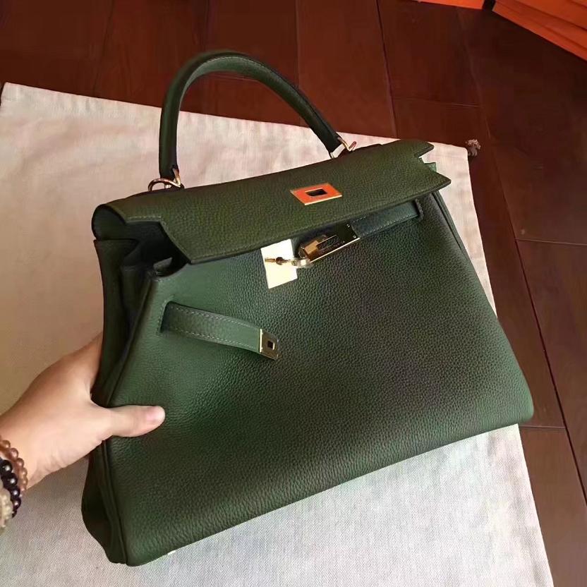 Hermes original togo leather kelly 25 bag K25 Olive