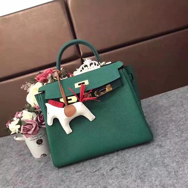 Hermes original togo leather kelly 32 bag K32 green