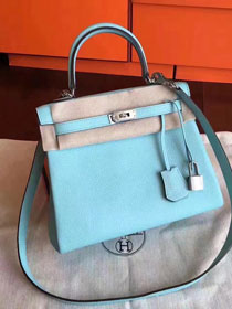 Hermes original togo leather kelly 25 bag K25 lake blue