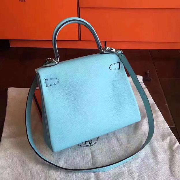 Hermes original togo leather kelly 25 bag K25 lake blue