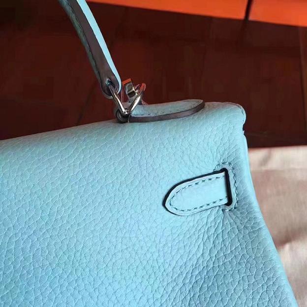 Hermes original togo leather kelly 25 bag K25 lake blue