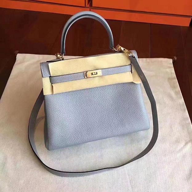 Hermes original togo leather kelly 25 bag K25 light blue