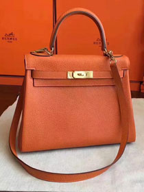 Hermes original togo leather kelly 32 bag K32 orange