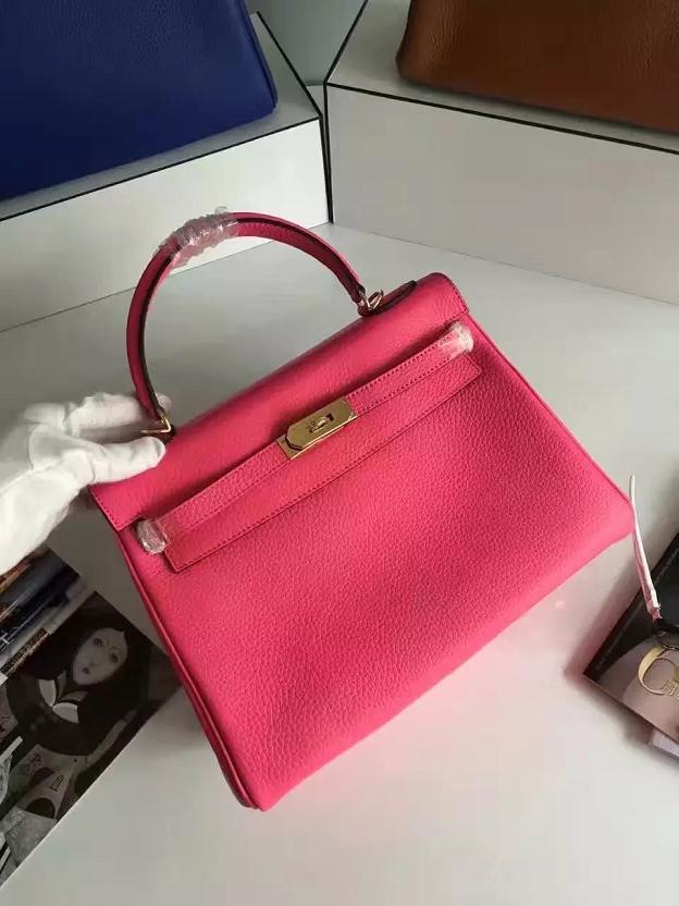 Hermes togo leather kelly 28 bag K028 rose red