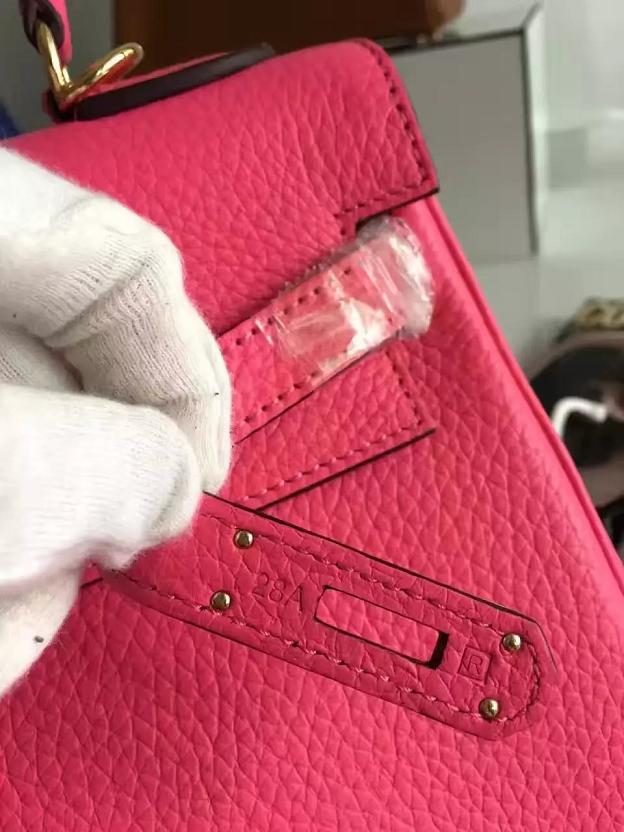 Hermes togo leather kelly 28 bag K028 rose red