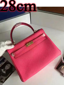 Hermes togo leather kelly 28 bag K028 rose red