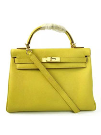 Hermes togo leather kelly 32 bag K032 lemon yellow