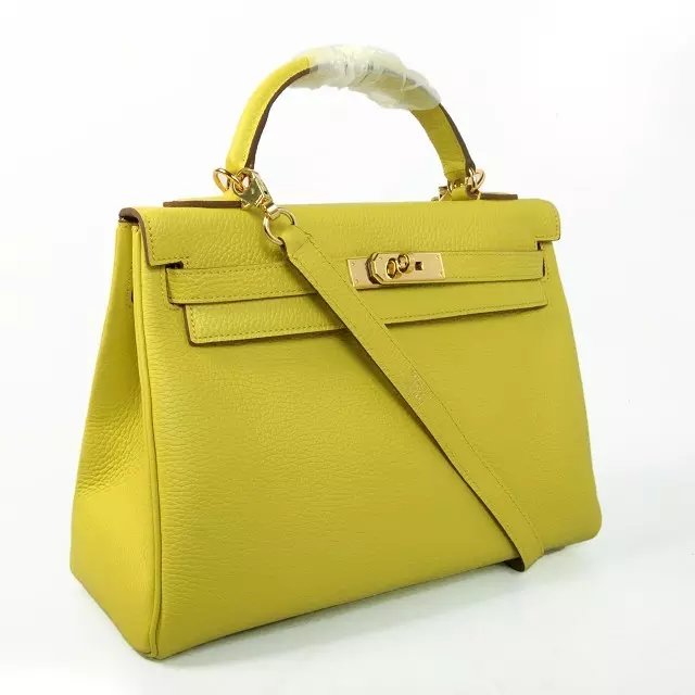 Hermes togo leather kelly 32 bag K032 lemon yellow