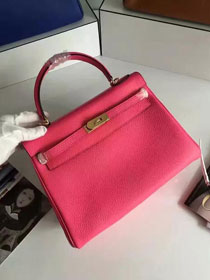 Hermes togo leather kelly 32 bag K032 rose red