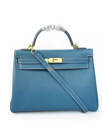 Hermes togo leather kelly 32 bag K032 sky blue