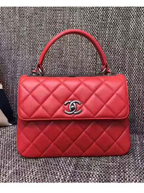 2017 CC original lambskin top handle flap bag A92236 red