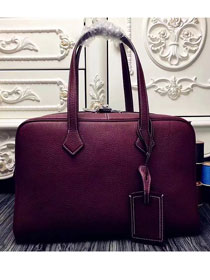 Hermes original clemence leather victoria fourre-tout 35 bag V35 wine