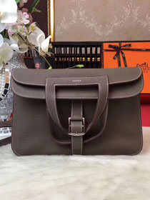 Hermes original togo leather halzan 31 bag H031 gray