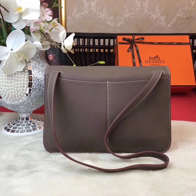 Hermes original togo leather halzan 31 bag H031 gray