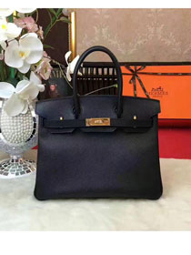 Hermes original epsom leather birkin 25 bag H25 black