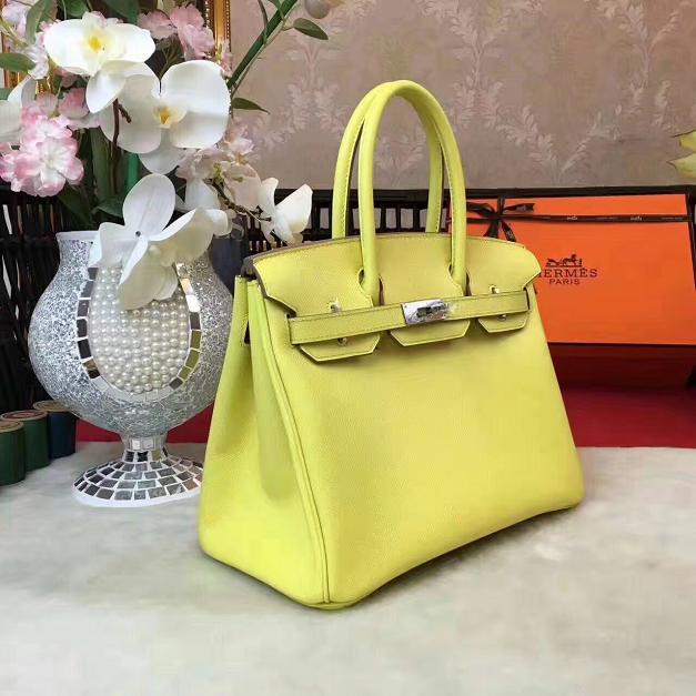 Hermes original epsom leather birkin 25 bag H25 lemon yellow