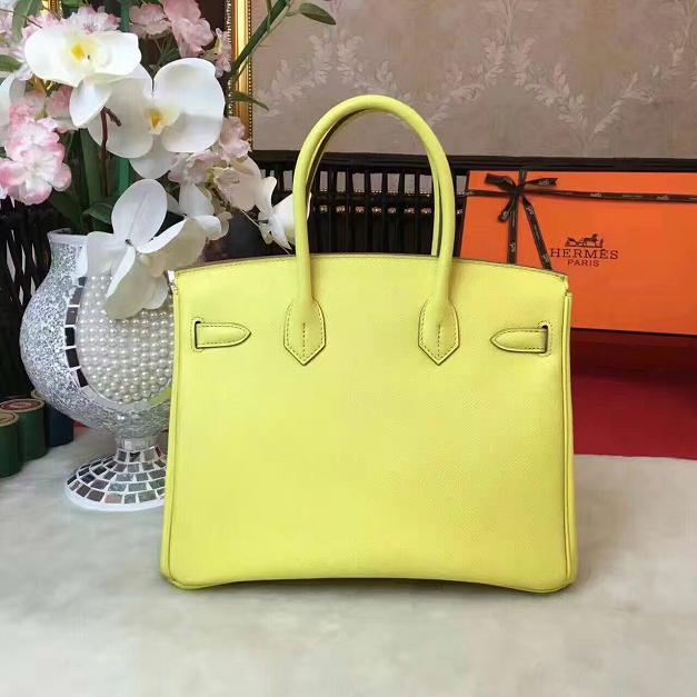 Hermes original epsom leather birkin 25 bag H25 lemon yellow