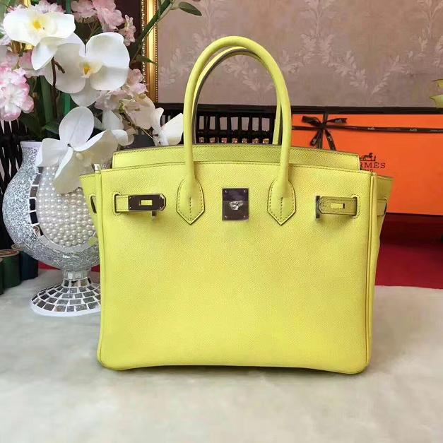 Hermes original epsom leather birkin 25 bag H25 lemon yellow