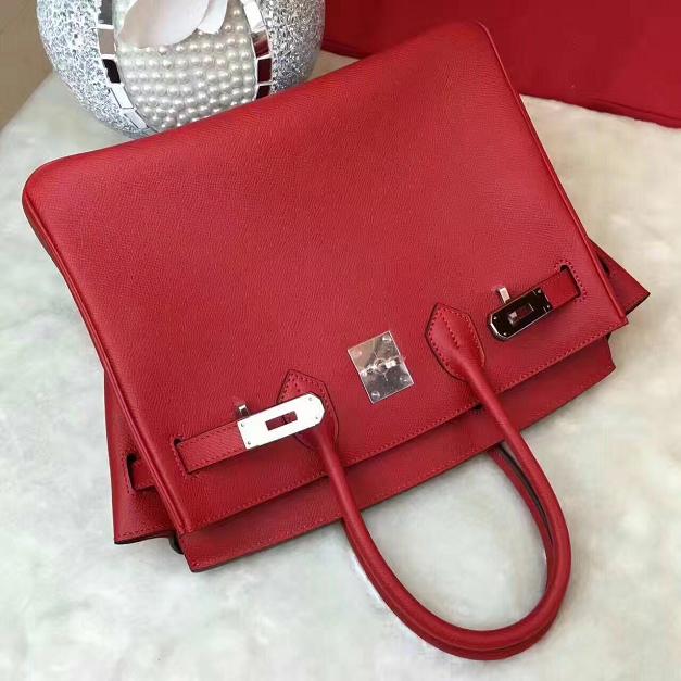 Hermes original epsom leather birkin 25 bag H25 red