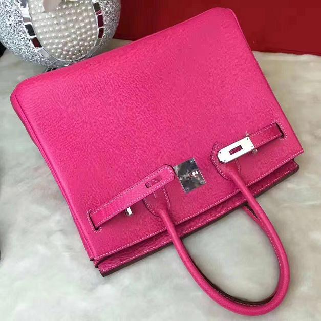 Hermes original epsom leather birkin 25 bag H25 rose red