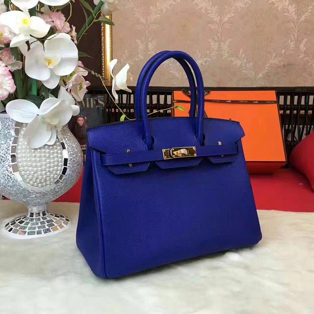 Hermes original epsom leather birkin 25 bag H25 royal blue