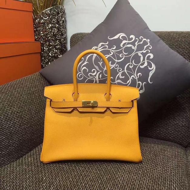 Hermes original epsom leather birkin 25 bag H25 yellow