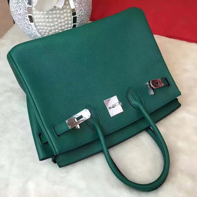 Hermes original epsom leather birkin 30 bag H30 blackish green