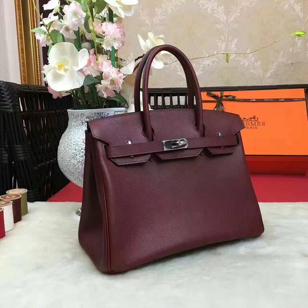 Hermes original epsom leather birkin 30 bag H30 burgundy