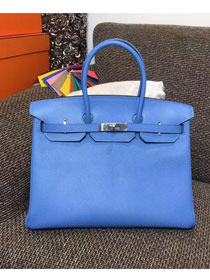 Hermes original epsom leather birkin 30 bag H30 deep skyblue