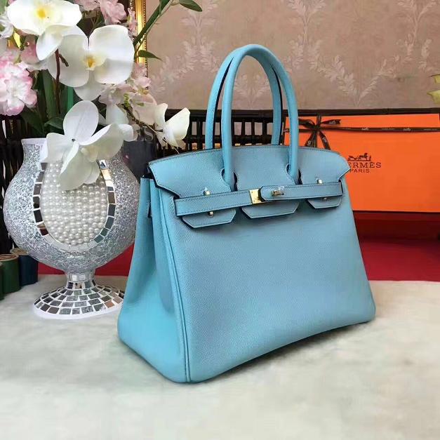 Hermes original epsom leather birkin 30 bag H30 skyblue 