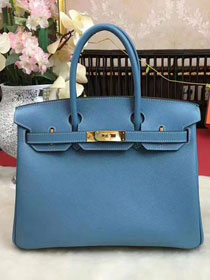 Hermes original epsom leather birkin 35 bag H35-3 denim blue