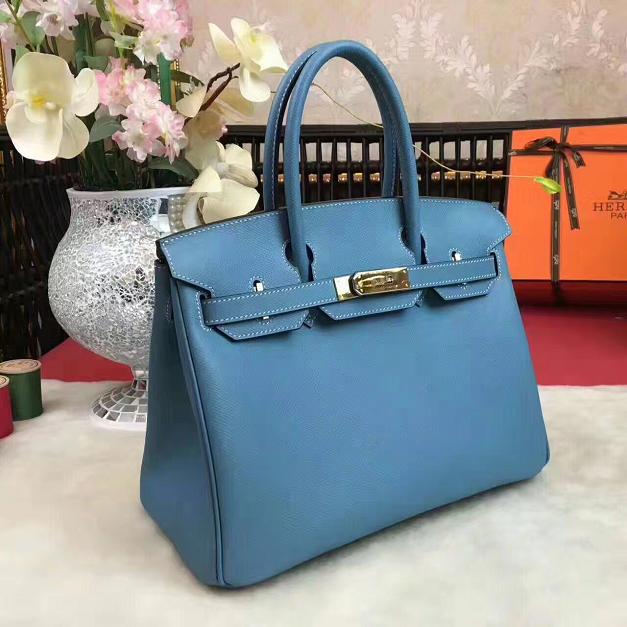 Hermes original epsom leather birkin 35 bag H35-3 denim blue