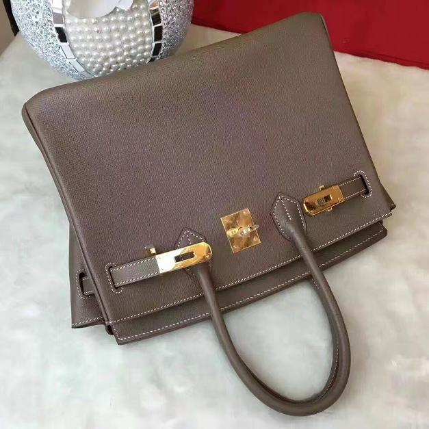 Hermes original epsom leather birkin 35 bag H35-3 gray