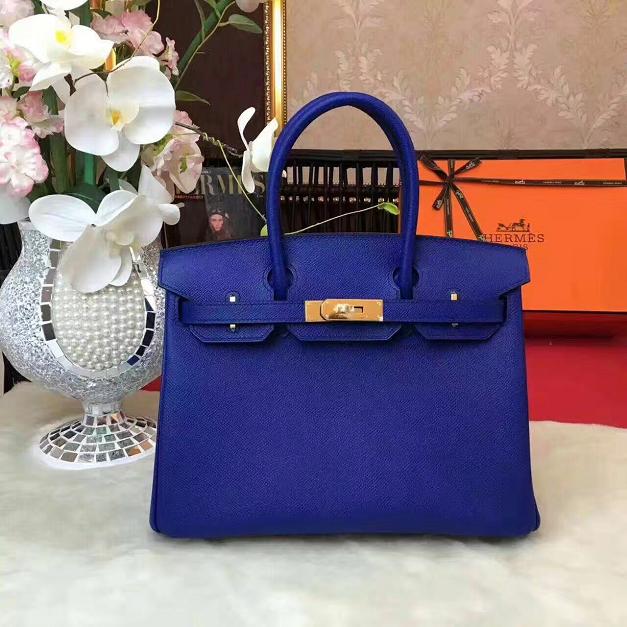 Hermes original epsom leather birkin 35 bag H35-3 royal blue