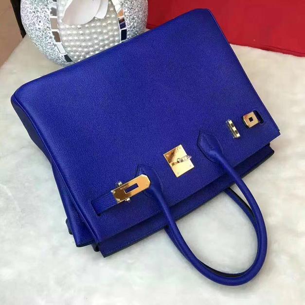 Hermes original epsom leather birkin 35 bag H35-3 royal blue